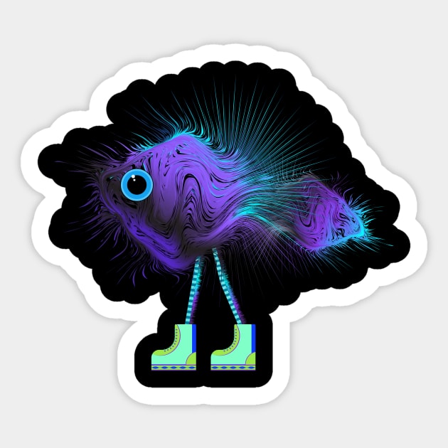 Violet fish in sneakers Sticker by Gerchek